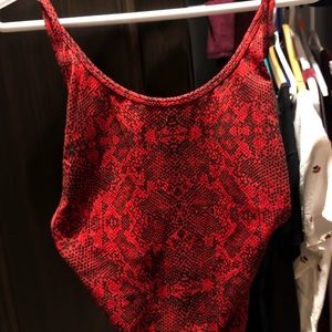 TNA red snake skin body suit